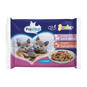 Prevital Junior nedves macskaeledel bárány-pulyka lazac-pisztráng szószban 4x100g