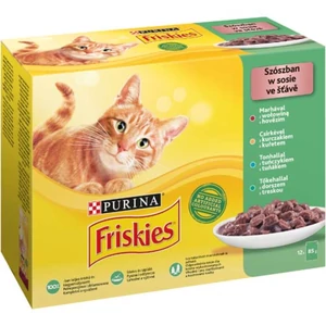 Friskies szószban marhával/csirkével/tonhallal/tőkehallal nedves eledel macskáknak 12x85g