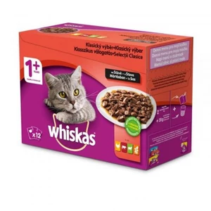 Whiskas 1+ Multipack klasszikus válogatás aszpikban 12x85g