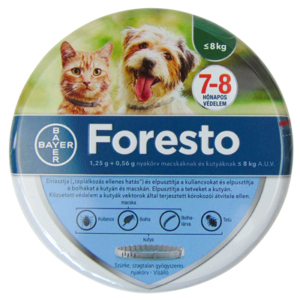 Foresto 1,25 g + 0,56 g nyakörv macskáknak és kutyáknak ≤ 8 kg 