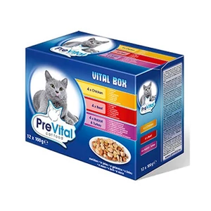 Prevital aszpikban csirke/marha/nyúl/pulyka nedves eledel macskáknak 12x100g