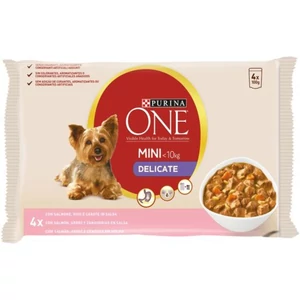 Purina One Mini/Small Lazaccal, rizzsel és sárgarépával szószban 4x100g