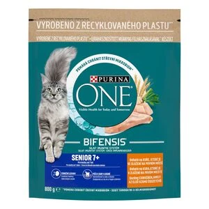 Purina One Senior 7+ Csirkében és teljes kiőrlésű gabonákban gazdag száraz macskaeledel 800g