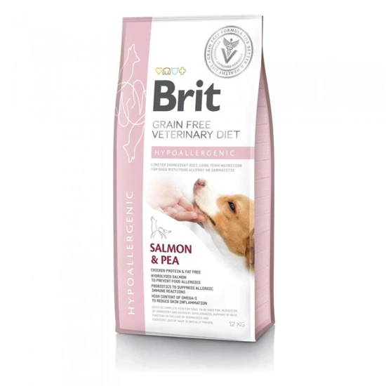 Brit GF Veterinary Diets Dog Hypoallergenic lazac&borsó 12kg