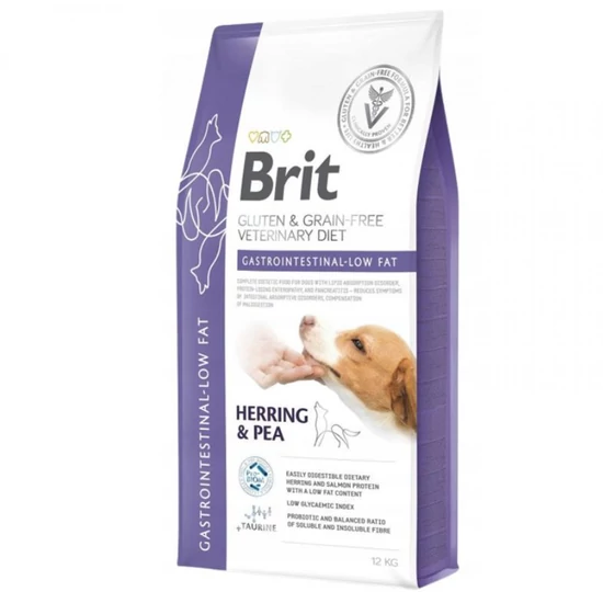 Brit GF Veterinary Diets Dog Gastrointestinal-Low fat hering&borsó 12kg