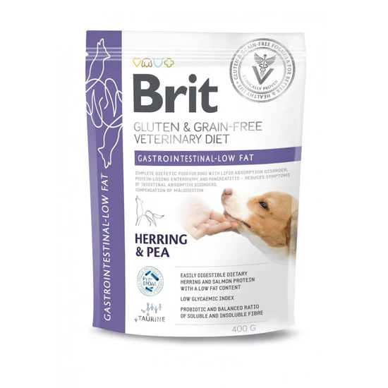 Brit GF Veterinary Diets Dog Gastrointestinal-Low fat hering&borsó 400g