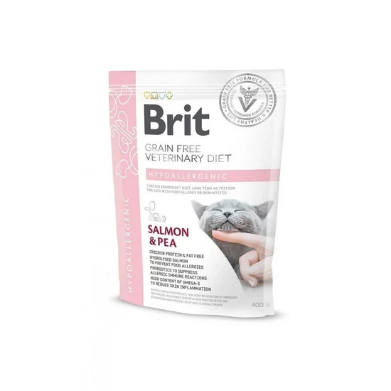 Brit GF Veterinary Diets Cat Hypoallergenic lazac&borsó 400g