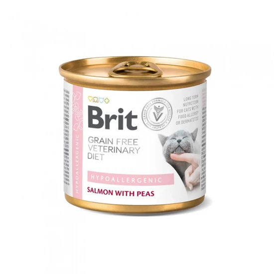 Brit GF Veterinary Diet Cat Hypoallergenic lazac&borsó 200g