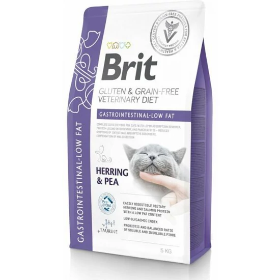 Brit GF Veterinary Diets Cat Gastrointestinal-Low fat hering&borsó 5kg