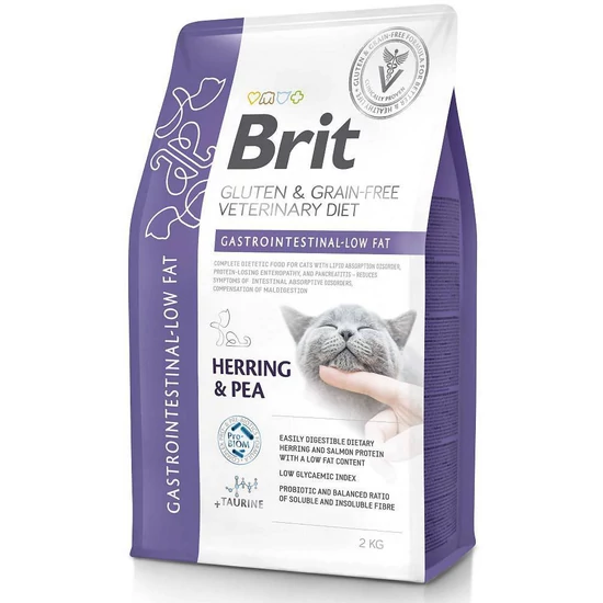 Brit GF Veterinary Diets Cat Gastrointestinal-Low fat hering&borsó 2kg