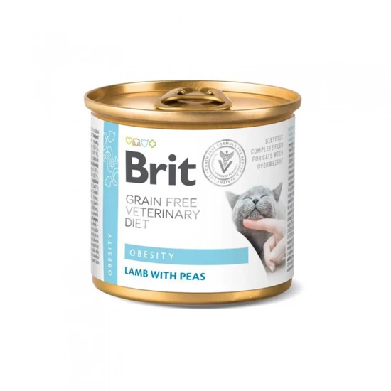Brit GF Veterinary Diet Cat Obesity bárány&borsó  200g