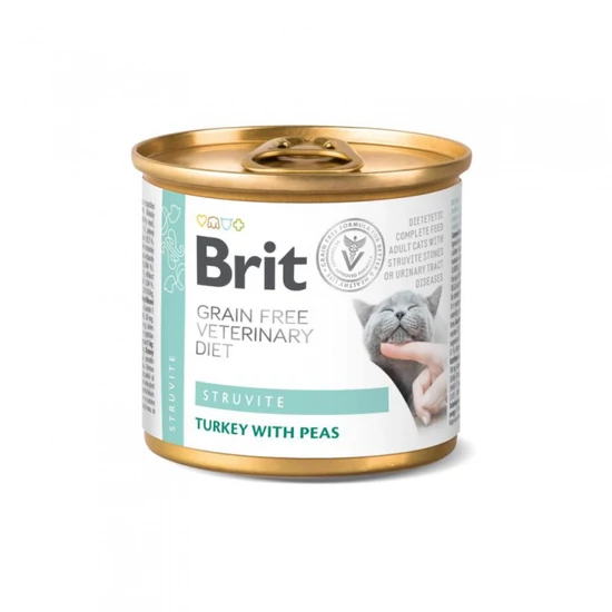 Brit GF Veterinary Diet Cat Struvite pulyka&borsó 200g