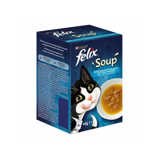 Félix Soup Original halas válogatás szószban nedves macskaeledel 6x48g