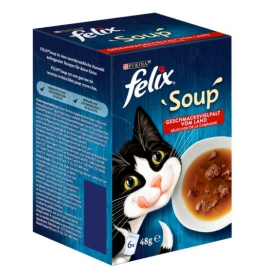 Felix Soup Házias válogatás nedves macskaeledel, leves húsdarabkákkal 6x48g