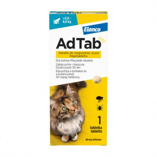 AdTab  rágótabletta macskák részére (>2-8 kg) 48mg