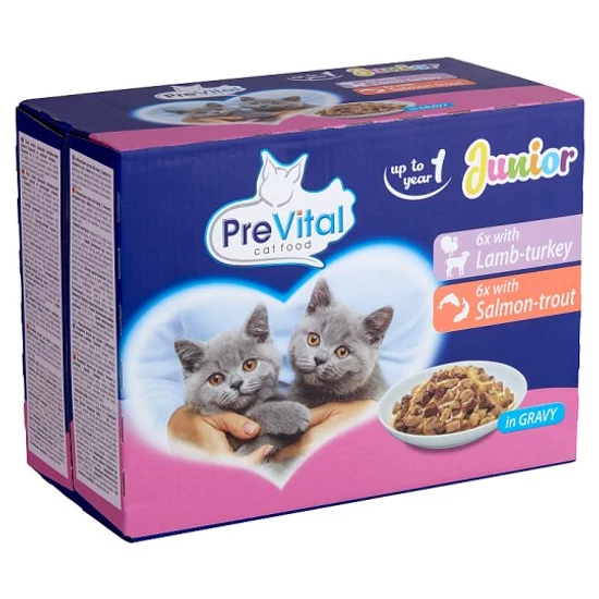 Prevital Junior szószban bárány/pulyka/lazacc/pisztráng nedves eledel macskáknak 12x100g