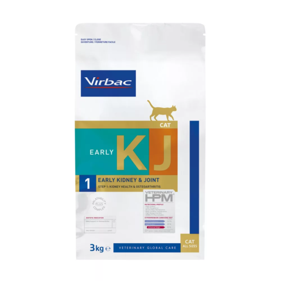 Virbac Kidney & Joint 1 Early Cat 3kg - vesekímélő és ízületeket támogató macskatáp
