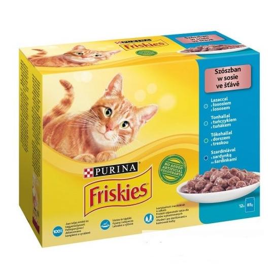 Friskies szószban  lazaccal/tonhallal/tőkehallal/szardíniával nedves eledel macskáknak