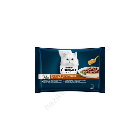 GOURMET PERLE Gravy Delight csirkével/marhával nedves macskaeledel szószban 4x85g