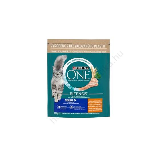 Purina One Senior 7+ Csirkében és teljes kiőrlésű gabonákban gazdag száraz macskaeledel 800g