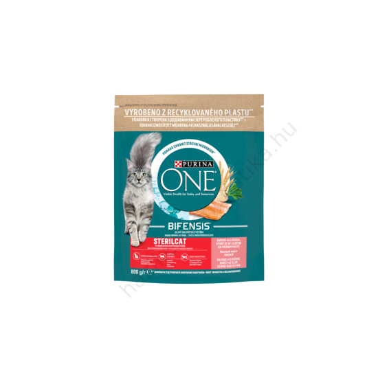 Purina One Sterilcat Lazacban és búzában gazdag száraz macskaeledel 800g
