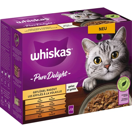 Whiskas Pure Delight  Multipack szárnyas válogatás aszpikban 12x85g