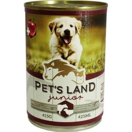 Pet's Land Dog Junior Marhamájjal & Bárányhússal 415gr