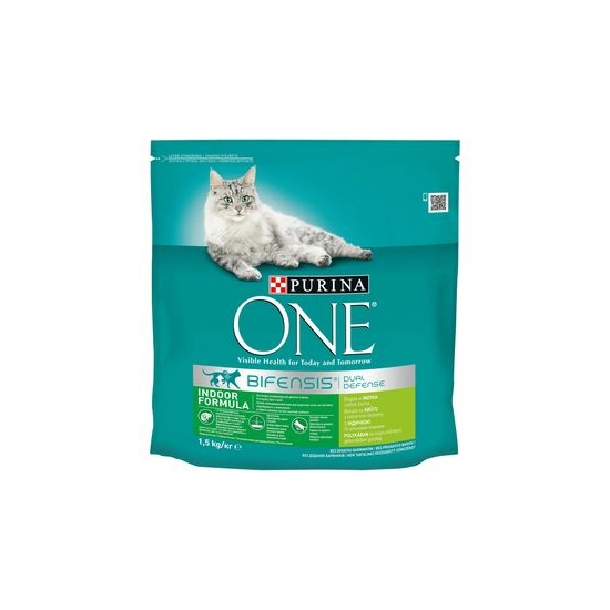 Purina One Indoor Pulykában és teljes kiőrlésű gabonákban gazdag száraz macskaeledel 1,5kg 